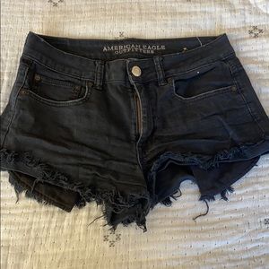 Black denim shorts